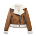 Women Winter Double Sided Short Warm Faux Shearling Jacket-Brown-Fancey Boutique