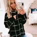 Color-Black-Winter Plaid Sweater Pullover Turtleneck Pullover Plaid Knitwear for Women-Fancey Boutique