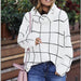 Color-White-Winter Plaid Sweater Pullover Turtleneck Pullover Plaid Knitwear for Women-Fancey Boutique
