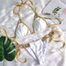 Color-White-Golden Bandage Sexy Halter Bikini Crystal Diamond Swimsuit-Fancey Boutique