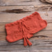 Color-Rusty Red-1-Solid Color Lace-up Hand-Woven Split Swimsuit Outdoor Beach Bath Spring Bathing Suit-Fancey Boutique