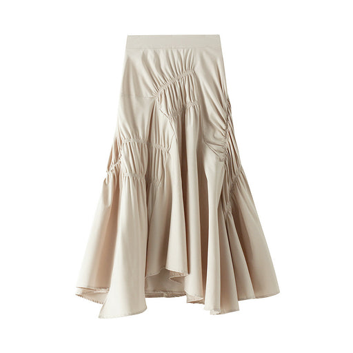 Color-Apricot-A line Skirt Women Spring Summer Super Black White Pleated Midi Dress-Fancey Boutique