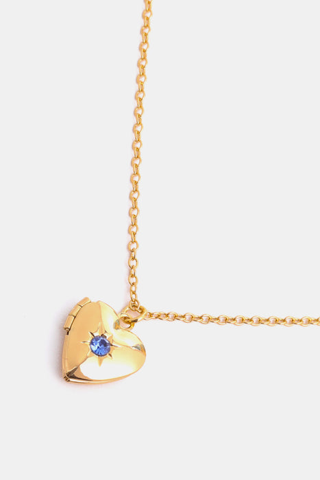 Zircon Heart Shape 14K Gold-Plated Pendant Necklace-Fancey Boutique