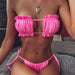 Color-Pink-Swimsuit Sexy Pleated Hollow Out Cutout Bikini Bikini-Fancey Boutique