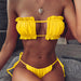 Color-Yellow-Swimsuit Sexy Pleated Hollow Out Cutout Bikini Bikini-Fancey Boutique