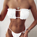 Color-White-Swimsuit Sexy Pleated Hollow Out Cutout Bikini Bikini-Fancey Boutique