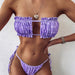 Color-Purple-Swimsuit Sexy Pleated Hollow Out Cutout Bikini Bikini-Fancey Boutique