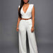 Color-White-Summer High Waist Solid Color Casual Women Clothing V Neck Sleeveless Sexy Slim Fit Bodysuit-Fancey Boutique