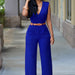 Color-Blue-Summer High Waist Solid Color Casual Women Clothing V Neck Sleeveless Sexy Slim Fit Bodysuit-Fancey Boutique