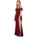 Color-Burgundy-Summer Dress Women Clothing Cocktail Party off Neck Side Slit Popular Evening Dress-Fancey Boutique