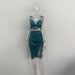 Color-Green-Sling Satin Drawstring Split Two Piece Dress Women Clothing-Fancey Boutique
