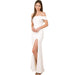 Color-White-Summer Dress Women Clothing Cocktail Party off Neck Side Slit Popular Evening Dress-Fancey Boutique