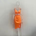 Color-Orange-Sling Satin Drawstring Split Two Piece Dress Women Clothing-Fancey Boutique