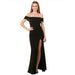 Color-Black-Summer Dress Women Clothing Cocktail Party off Neck Side Slit Popular Evening Dress-Fancey Boutique