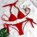 Color-Red-Sexy Bikini Plain Women Split Strap Luxury Diamond Swimsuit Metal Chain Accessories Swimwear-Fancey Boutique