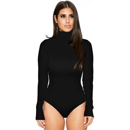 Color-Black-Autumn Winter Long-Sleeved Bottoming Shirt Women Clothing Tight Bodysuit Bodysuit-Fancey Boutique