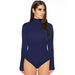 Color-Navy Blue-Autumn Winter Long-Sleeved Bottoming Shirt Women Clothing Tight Bodysuit Bodysuit-Fancey Boutique