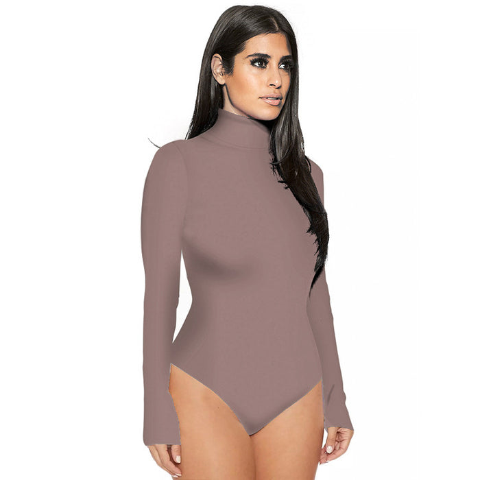 Color-Apricot-Autumn Winter Long-Sleeved Bottoming Shirt Women Clothing Tight Bodysuit Bodysuit-Fancey Boutique