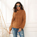 Color-Khaki-Plus Size Women Clothes Fluorescent Color Long-sleeved Twisted Sweater Loose Mock Neck Pullover Sweater For Women-Fancey Boutique