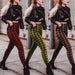 Popular Plaid High Waist Leggings Women Casual Pants Stretch Feet Pants Pencil Pants-Fancey Boutique