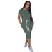 Color-Green-Dress Basic Elastic Waist Short Sleeve Solid Color T shirt Midi Dress-Fancey Boutique