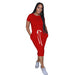 Color-Red-Dress Basic Elastic Waist Short Sleeve Solid Color T shirt Midi Dress-Fancey Boutique