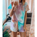 Color-Gradient Purple Color-Summer New Printed Pajamas Two-Piece Set Home Wear Suit-Fancey Boutique
