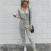 Color-Light Gray-Autumn Winter Casual Slim-Fit Figure Flattering Women Clothing Jumpsuit-Fancey Boutique