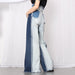 Denim Color Contrast Patchwork Wide Leg Pants for Women High Waisted Trousers Tight Waist Loose Drooping Figure Flattering Mopping Pants Women-Fancey Boutique
