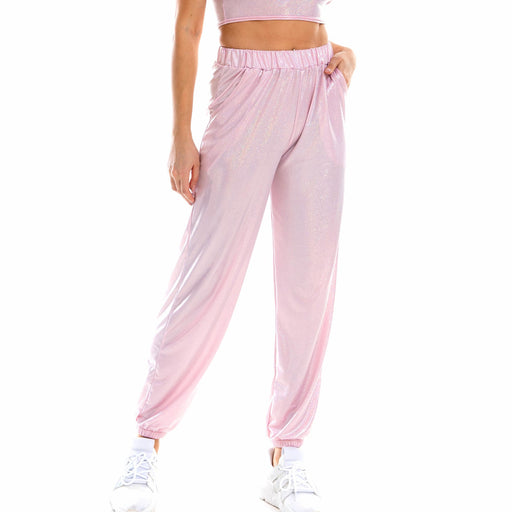 Color-Pink-Hip Hop Trousers Women Shiny Breathable Elastic Waist Casual Pants Women-Fancey Boutique