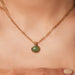 Inlaid Stone Round Pendant Chain Necklace-Fancey Boutique