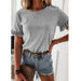 Summer Women Clothing Solid Color Short Sleeve Ruffled round Neck T shirt-Fancey Boutique