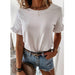 Summer Women Clothing Solid Color Short Sleeve Ruffled round Neck T shirt-Fancey Boutique