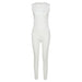 Color-White-New Women Sleeveless Slim High Top Sports Jumpsuit-Fancey Boutique