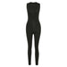 Color-Black-New Women Sleeveless Slim High Top Sports Jumpsuit-Fancey Boutique