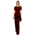 Color-Burgundy-Summer Women Clothing Short Sleeve Lotus Leaf Jumpsuit Women Tight Trousers-Fancey Boutique