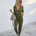 Color-Army Green-Autumn Winter Casual Slim-Fit Figure Flattering Women Clothing Jumpsuit-Fancey Boutique