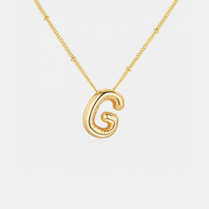 Gold-Plated Letter Pendant Necklace-One Size-Fancey Boutique