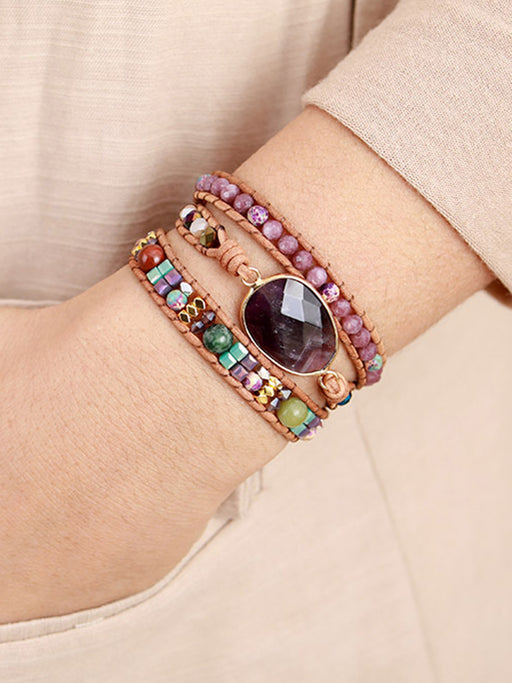 Triple-Layer Amethyst Bracelet-One Size-Fancey Boutique