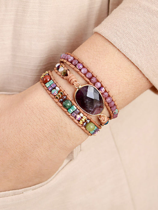 Triple-Layer Amethyst Bracelet-One Size-Fancey Boutique