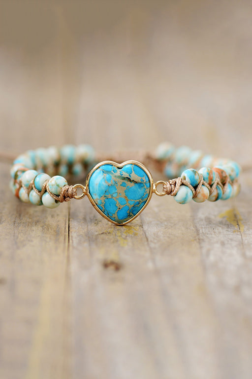 Handmade Heart Shape Natural Stone Bracelet-One Size-Fancey Boutique