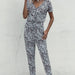 Color-White-Summer Women Clothing V neck Leopard Print Printed Jumpsuit-Fancey Boutique
