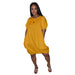 Color-Gold-Women Clothing Dress Puffy Large T shirt Lantern Dress Short Sleeve Summer-Fancey Boutique