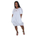 Color-White-Women Clothing Dress Puffy Large T shirt Lantern Dress Short Sleeve Summer-Fancey Boutique