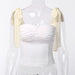 Color-White-off Shoulder Slim Fit Tied Top Women Spring Summer Sexy Backless Chiffon Small Sling-Fancey Boutique