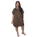 Color-Coffee-Women Clothing Dress Puffy Large T shirt Lantern Dress Short Sleeve Summer-Fancey Boutique