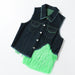 Color-Top-Fluorescent Green Tassel Vest Skirt Denim Two Piece Set-Fancey Boutique