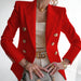 Color-Red-Women Solid Color Fashionable Casual Short Blazer-Fancey Boutique