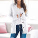 Color-White1-Autumn Winter Casual V neck Single Breasted Long Sleeve Knitwear Coat Cardigan Sweater for Women-Fancey Boutique