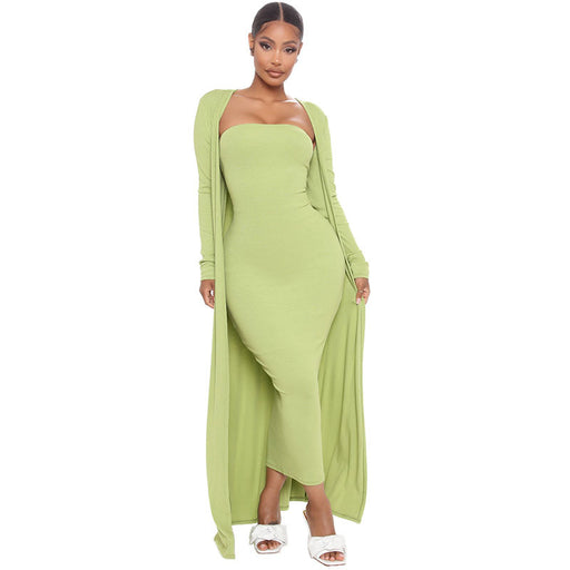 Color-Green-Autumn Winter Women Clothing Casual Dress Two Piece Set-Fancey Boutique